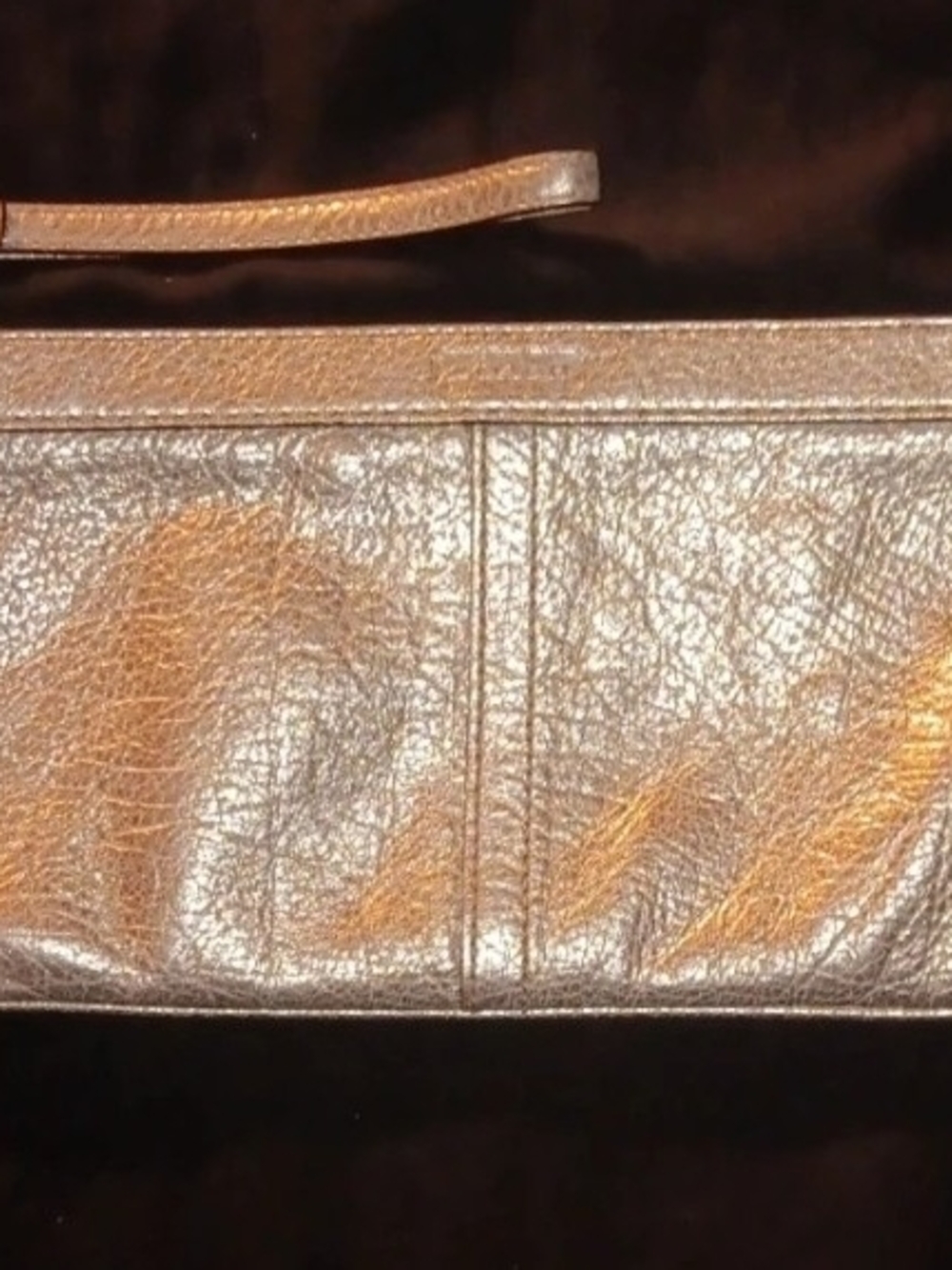 Coach Metallic Platinum Long Leather Wristlet